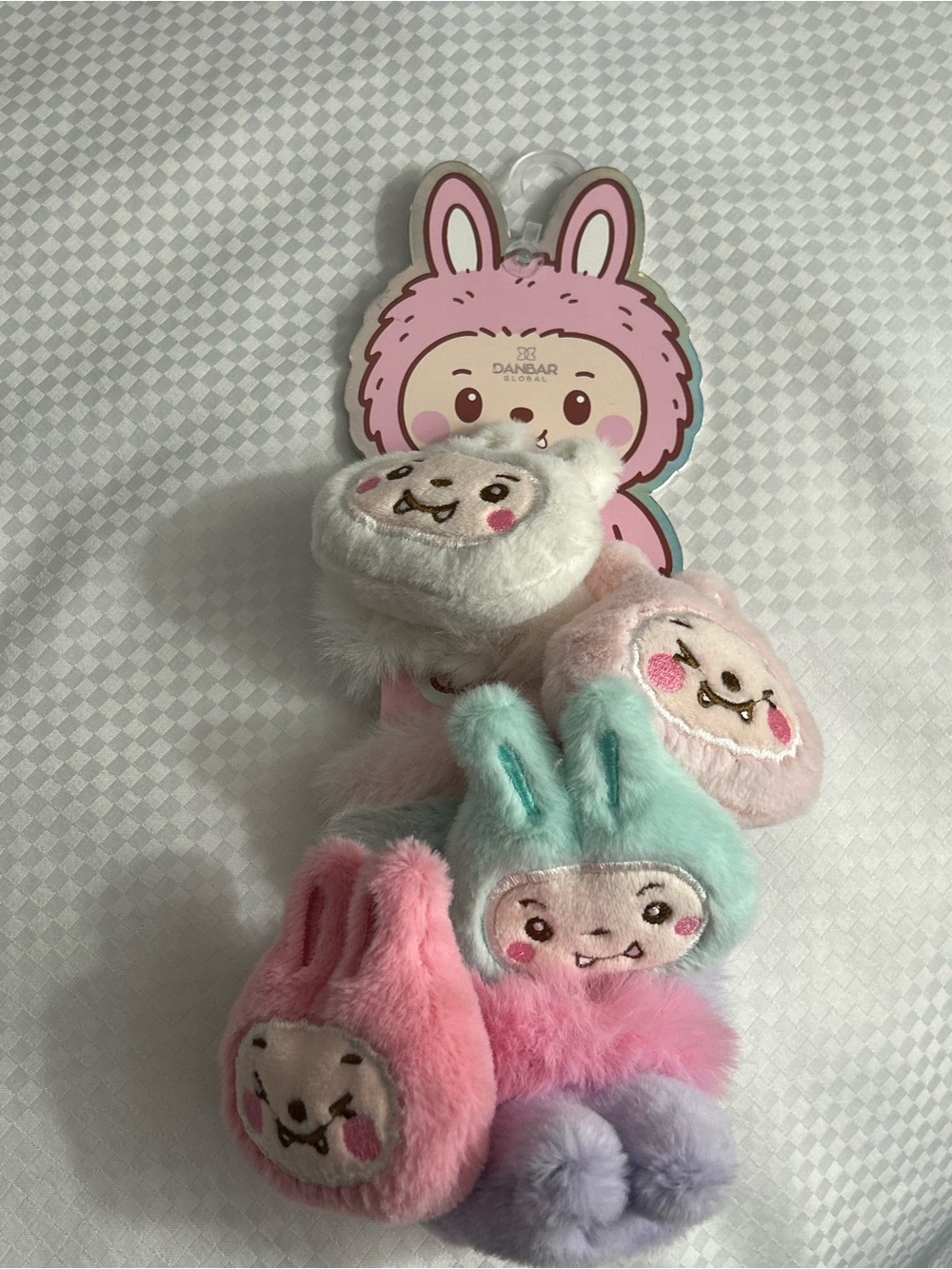Labubu style Bunny Plush hair tie/scrunchie White, Light Pink, Hot Pink
